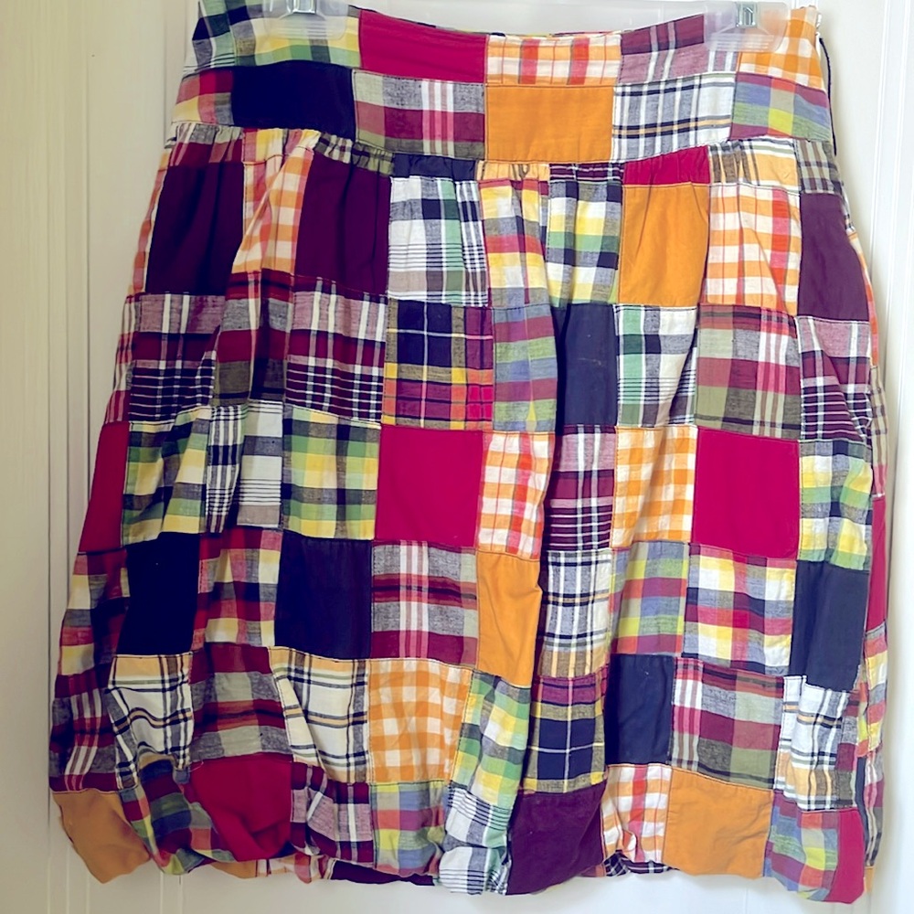 American Eagle Outfitters Bubble Skirt Madras Plaid Patchwork Size 2 - Picture 14 of 14